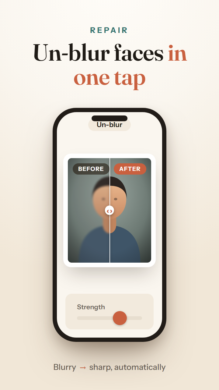 Un-blur faces in one tap